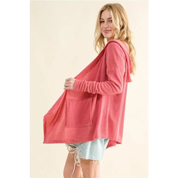 Hoodie Thermal Cardigan Rose Pink - Picture 2 of 3